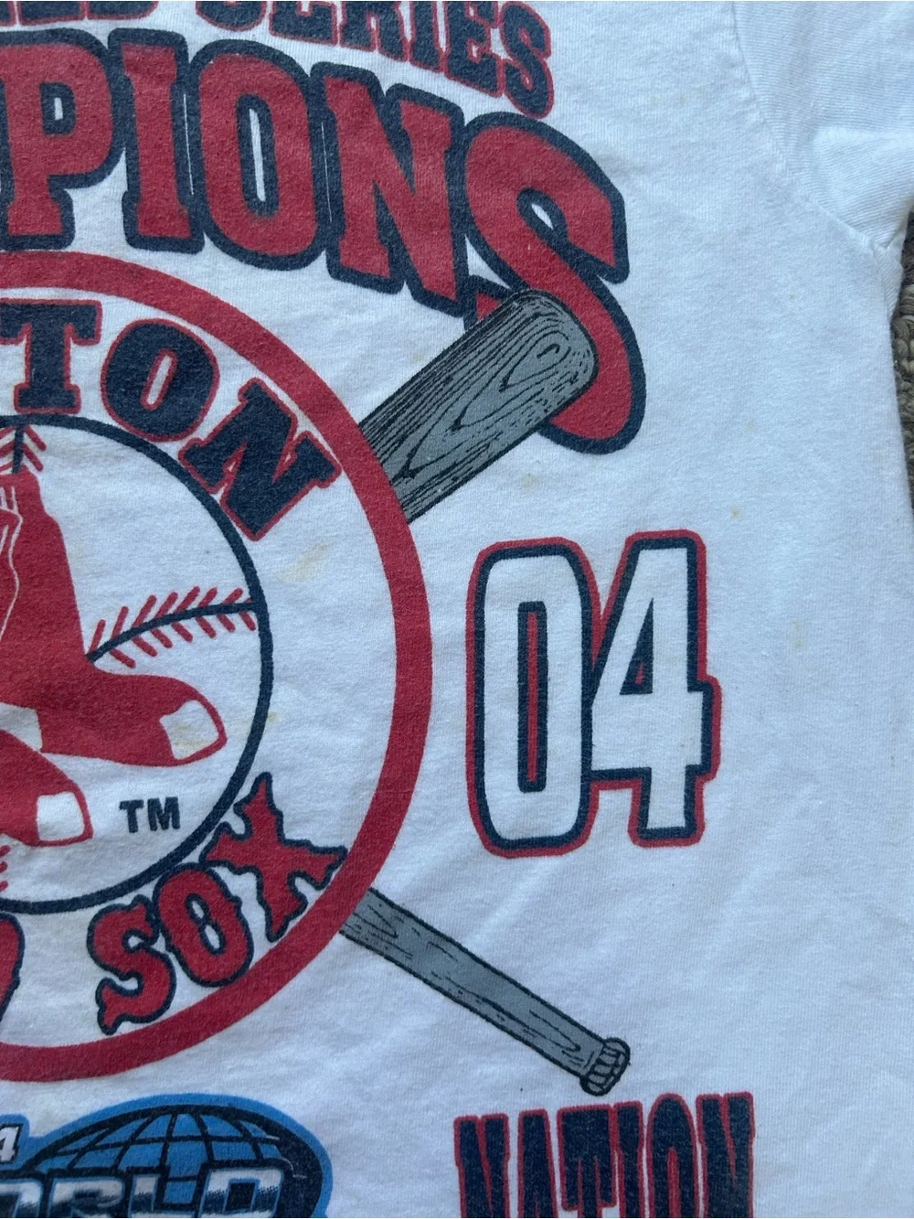 Boston Red Sox 2004 World Series Champions White Graphic Tee